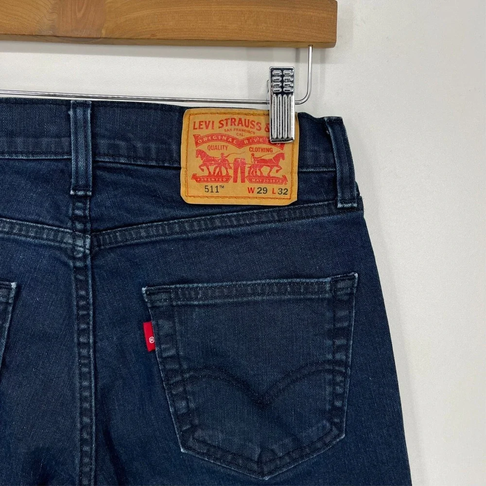 Levis 511 Slim Fit Mens Jeans 29x32 Dark Indigo Wash Stretch Denim 04511-3098